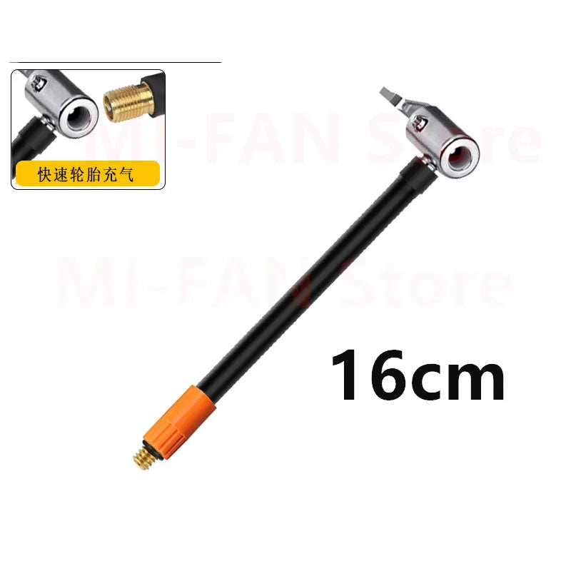M6 Thread-Locking Air Chuck - Fine-Thread Tire Valve Connector with Air Tube for Integrated Air Pumps