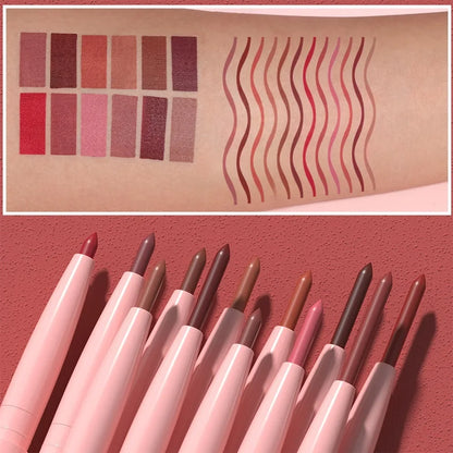 Matte Red Brown Lip Liner Pencil – Waterproof Slim Lip Contour Pen with Tapered Nib Long-Lasting Lip Stain