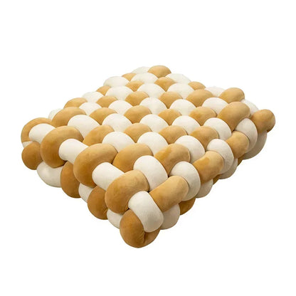 Knotted Square Cushion – Nordic Aesthetic Hand-Made Plush Pillow for Office Chair & Decorative Sleeping Back Support