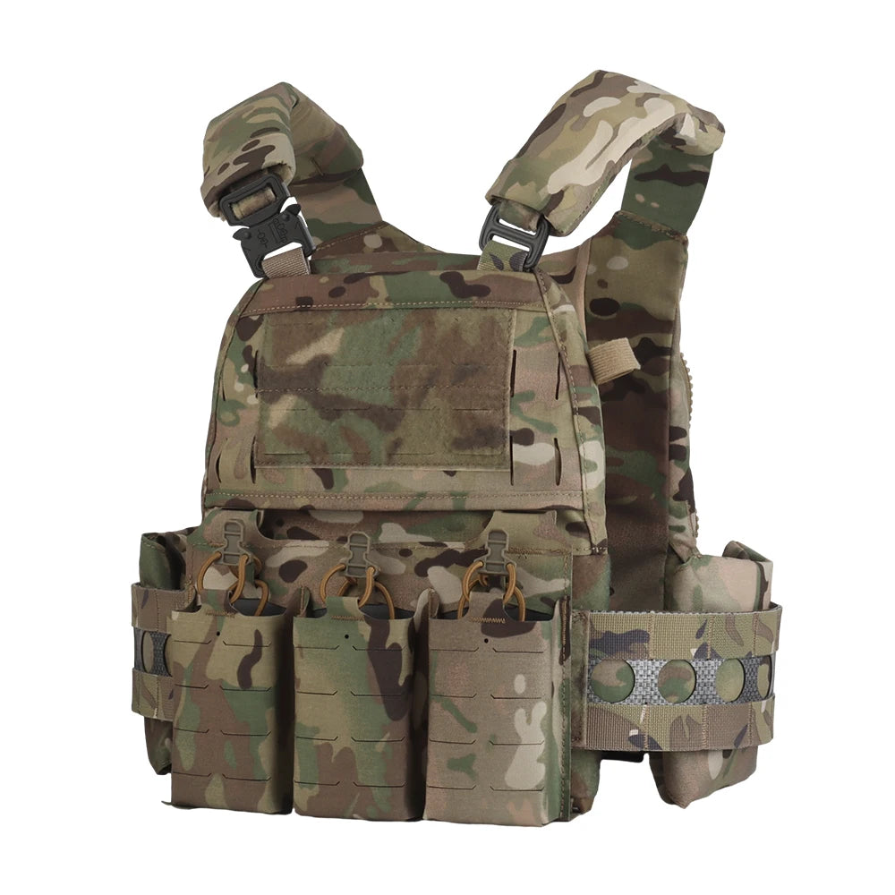 Tactical Vest Ferro Plate Carrier V5 – Military Hunting Airsoft Body Armor with Portable MOLLE System & Triple Magazine Pouch