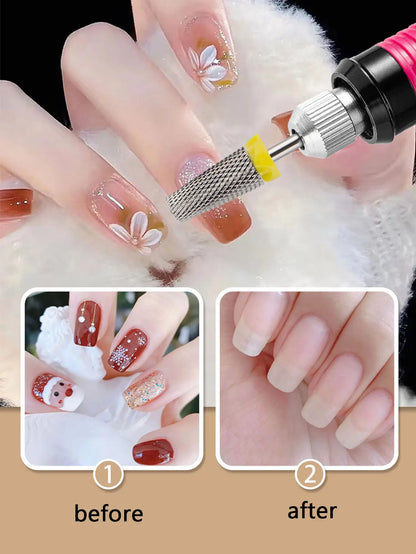 5-in-1 Nail Drill Bits - Tungsten Steel Cross Teeth Manicure File, Acrylic & Hard Gel Nail Polish Remover Drill Bit