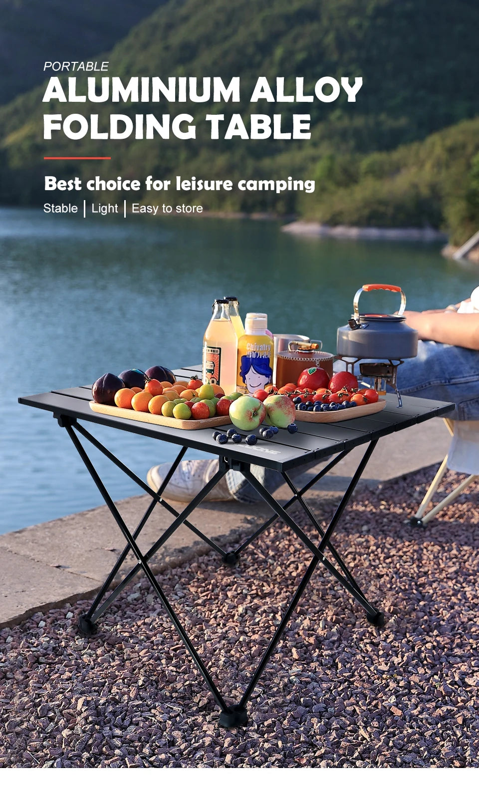 PACOONE Portable Camping Table – Ultralight, Foldable Aluminium Desk for Hiking, BBQ & Picnic
