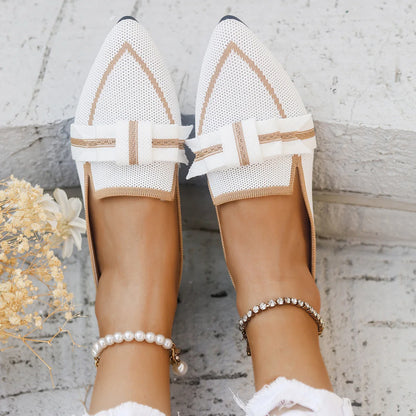 2024 Women’s Knitted Flats – Breathable Slip-On Pointed Toe Loafers, Comfortable Casual Walking Shoes in Solid Colors