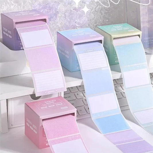 256 Sheets Pull-Out Sticky Notes Roll Tape – Self-Adhesive Memo Pads Sticker Labels for Writing, Noting & Office Organization