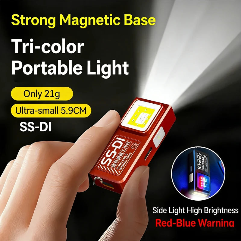 Mini COB LED Flashlight – USB-C Rechargeable EDC Work Light with Clip, Magnet, Waterproof Pocket Torch for Camping & Outdoor Use