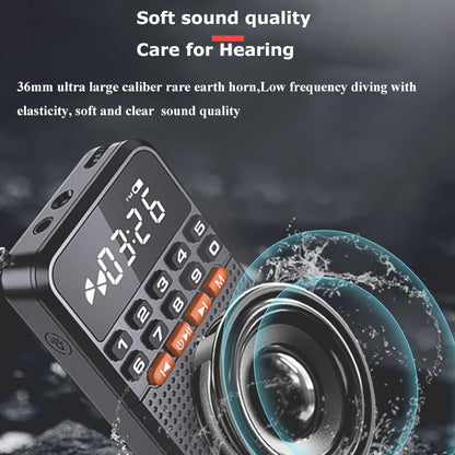 Portable FM Mini Radio: Dual Antenna Pocket Receiver with Bluetooth 5.0 Speaker - TF Card Music Player & LED Flashlight