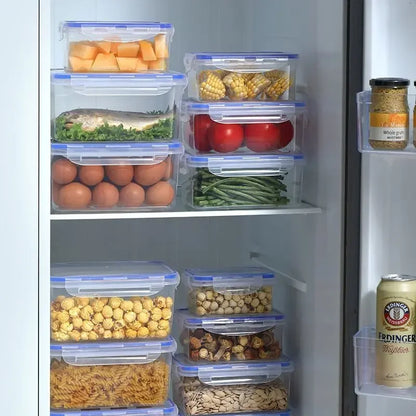 Rectangular Refrigerator Storage Box with Lid – Plastic Crisper & Microwave-Safe Lunch Box