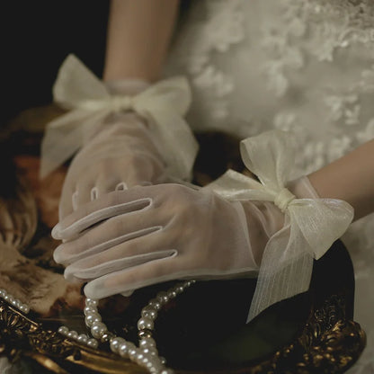 Transparent Mesh Tulle Gloves - Sheer Short Party, Wedding & Lolita Gloves