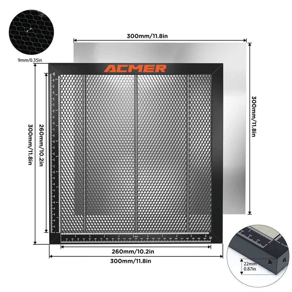 ACMER Laser Cutting Honeycomb Table – 300x300/330x330/400x400/440x440mm for CO2 & Diode Laser Engraver Machines
