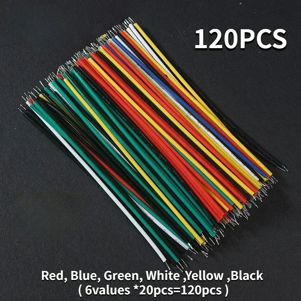 100/120PCS Tin-Plated Jumper Wires - 24AWG/26AWG 6-Color Breadboard PCB Wire DIY Electronics Kit