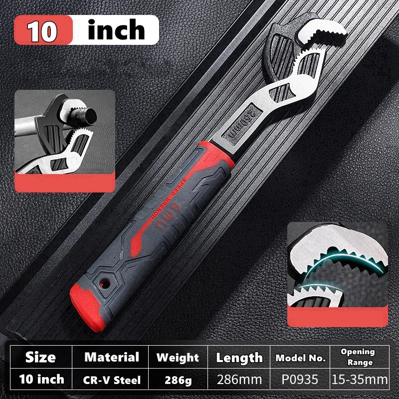 Universal Adjustable Self-Locking Wrench - CR-V Multifunctional Plumbing Hand Tool for Bathroom and Home Repairs, 6–12 Inch