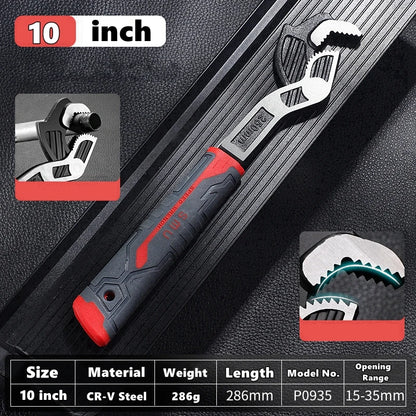 Universal Adjustable Self-Locking Wrench - CR-V Multifunctional Plumbing Hand Tool for Bathroom and Home Repairs, 6–12 Inch