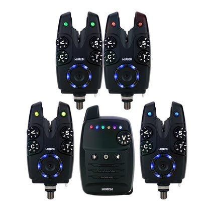 Hirisi S4 Carp Fishing Alarm Set - Anti-Theft Bite Indicators 1+4 Tackle System for Carp Angling