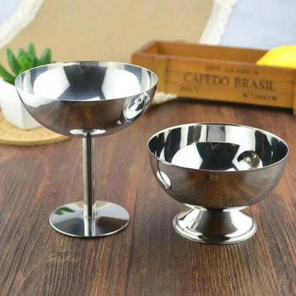 Stainless Steel Ice Cream Cups & Salad Bowls – Dessert Fruit Plate & Snack Dish