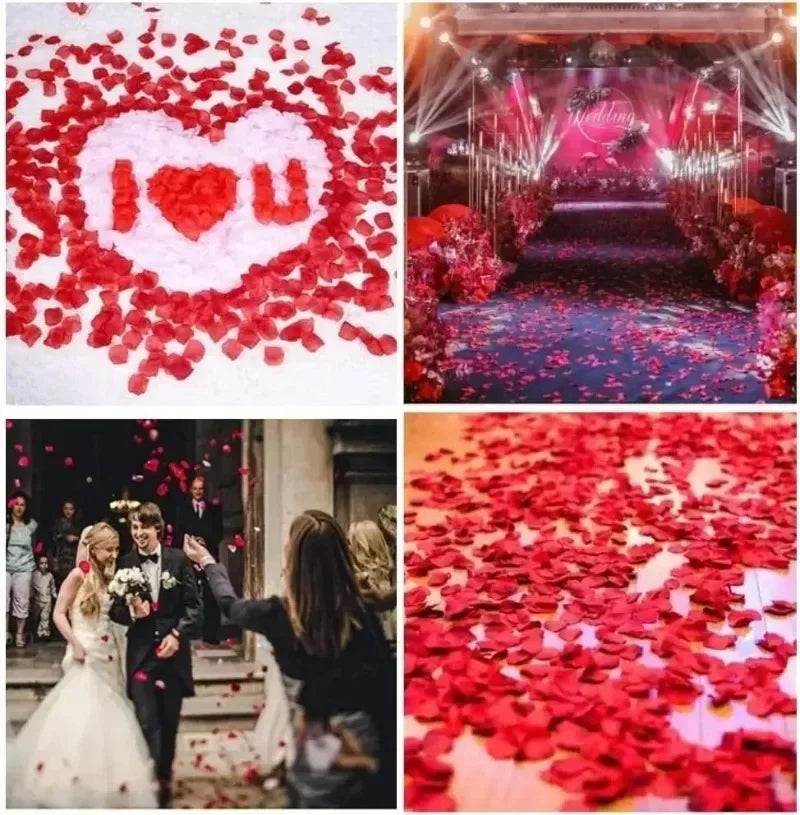 Red Artificial Rose Petals - Silk Flower Simulation for Valentine's Day, Wedding, & Christmas Decor