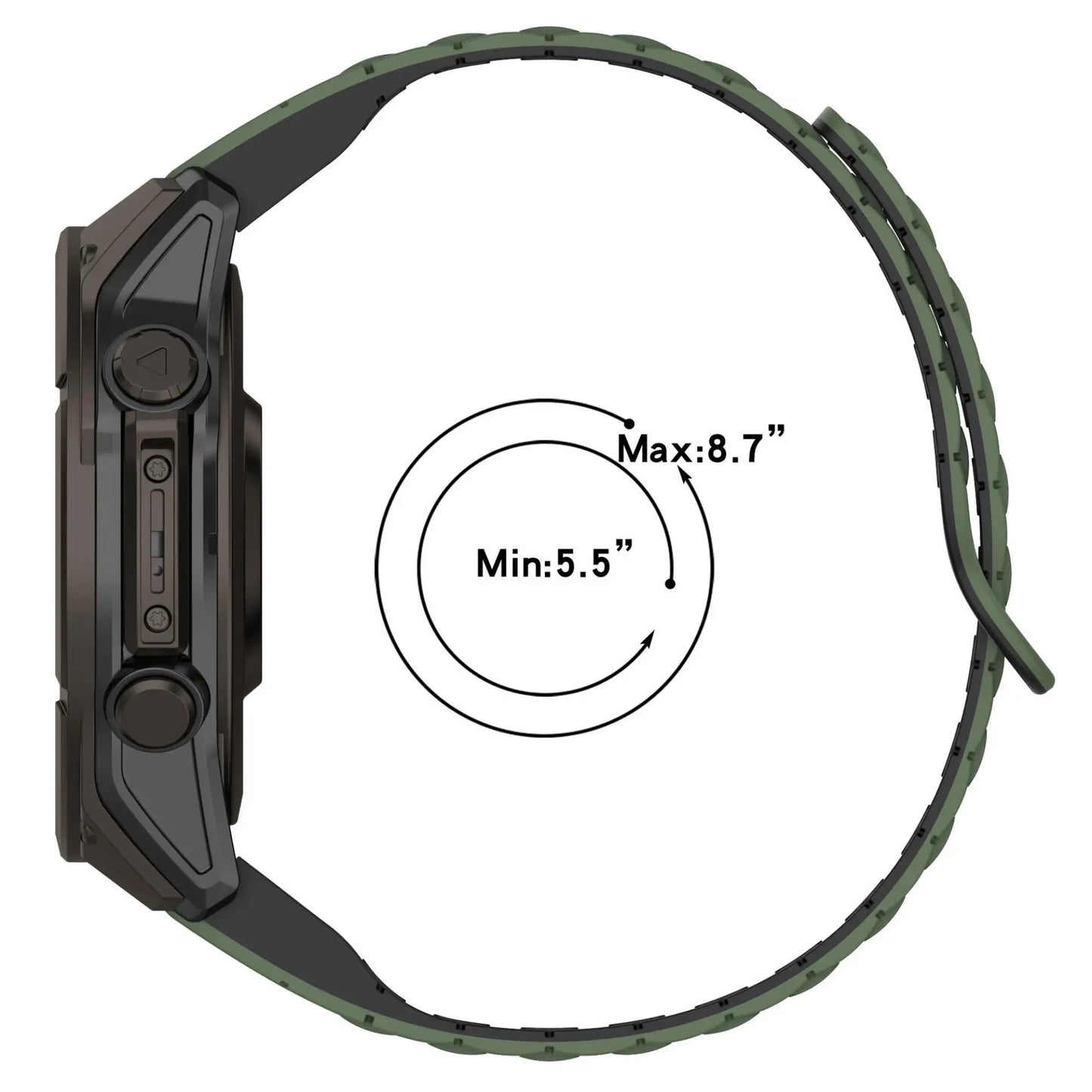 Silicone Magnetic QuickFit Strap for Garmin Fenix — Compatible with Fenix 8/7X/7/7S/5X/5S Plus/3HR (20mm, 22mm, 26mm)