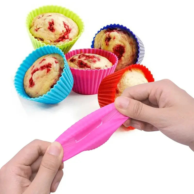 Reusable Silicone Round Cake Mold Set – Muffin & Cupcake Baking Tools for DIY Wedding, Birthday & Party Decorations