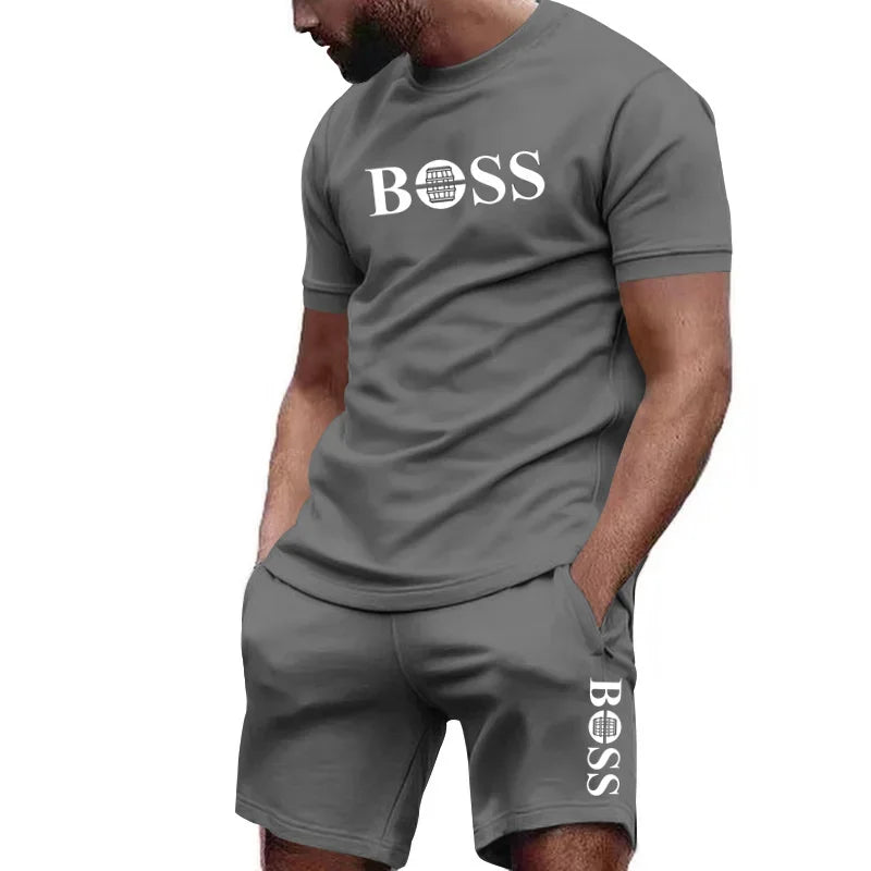 Men's 2-Piece Sportswear Set – Short-Sleeve T-Shirt & Pants for Running & Fitness, Summer 2024 Deal