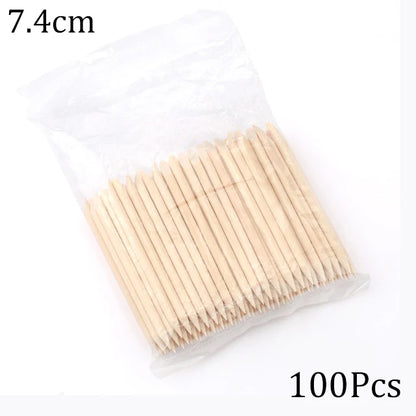 100/50PCS Orange Wood Nail Art Sticks - Cuticle Pusher, Rhinestone Remover & Manicure Pedicure Care Tools