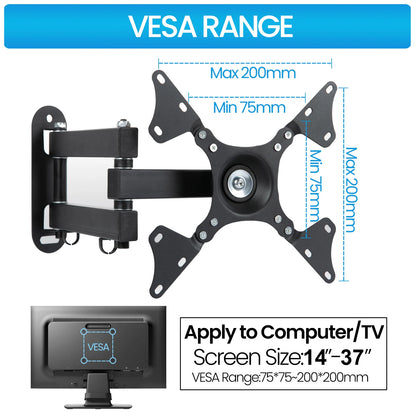 Universal Adjustable TV Wall Mount Bracket – Rotatable Holder for 14-32" LCD & LED Flat Panel Monitors