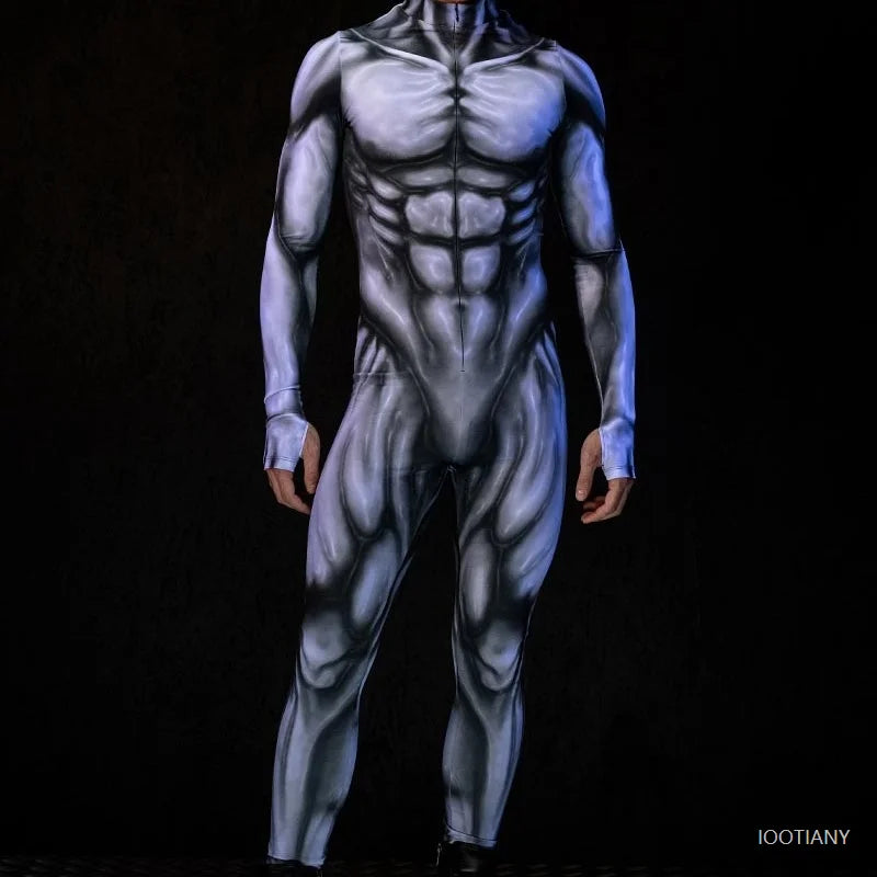 Mechanical Muscle Zentai Bodysuit — Men’s Halloween Punk Cosplay & Carnival Costume 2025