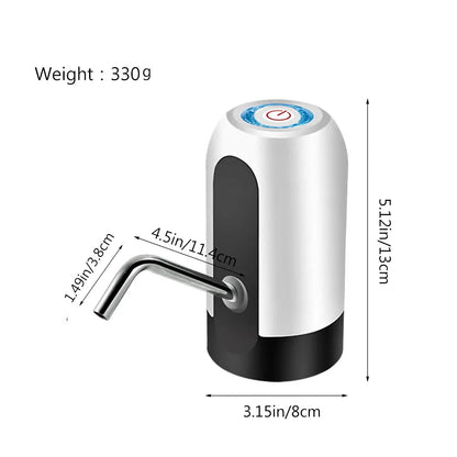 Electric Portable Water Dispenser Pump for 5 Gallon Bottle: USB Charge with Extension Hose - Barreled Tools
