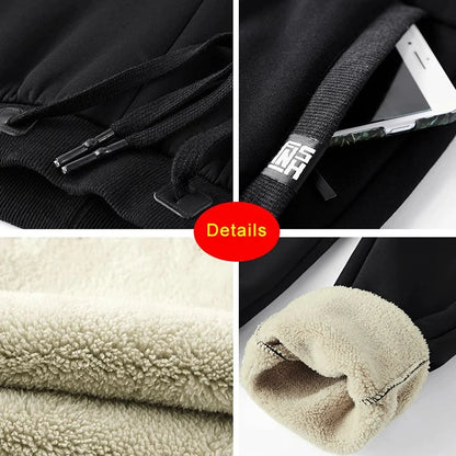 Winter Men’s Fleece Sweatpants — Thick Warm Joggers with Zip Pockets, Cotton Casual Track Pants, Plus Size 6XL-8XL