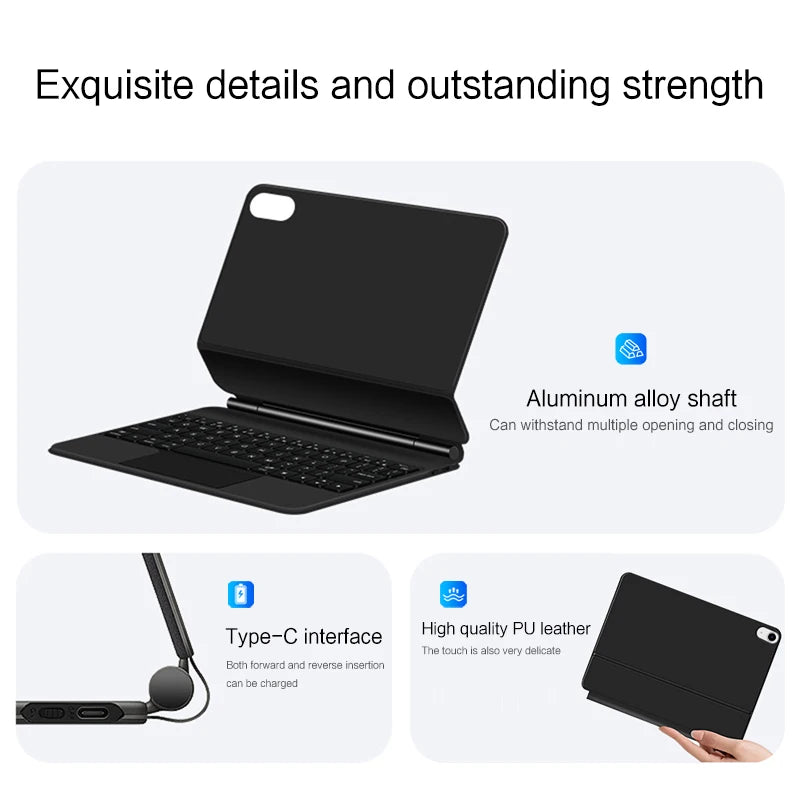 Magic Keyboard Case for iPad — Smart Magnetic Folio for iPad 11th & 10th Gen 11" (2025 A16, A3354/A3355/A3356/A2696)