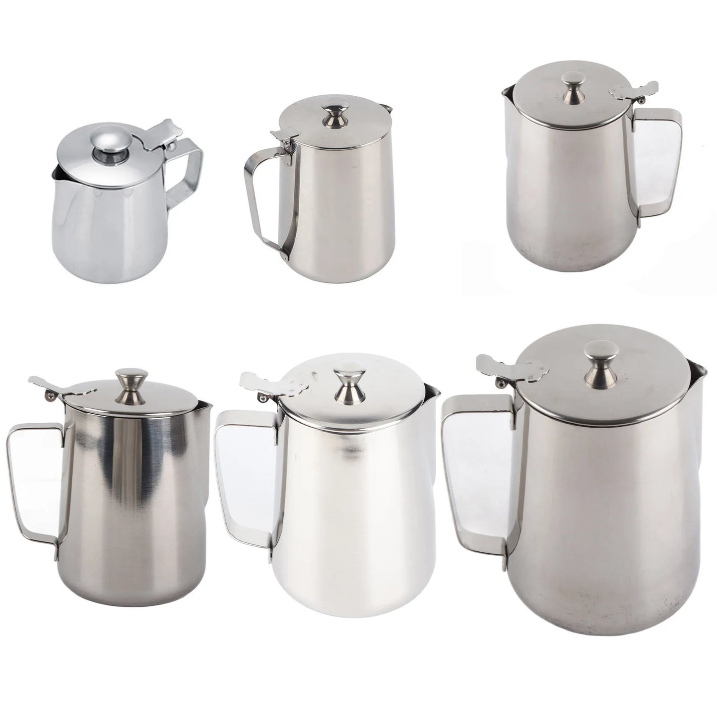 Stainless Steel Coffee Mug & Milk Frothing Pitcher with Lid – Latte Art Barista Cup for Coffee & Milk Drinks