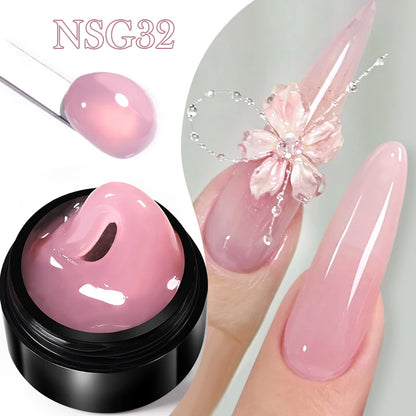 BORN PRETTY 15ml Clear Non-Stick Hand Extension Gel - 3D Shaping Nail Art, Milky Jelly Hard Gel for Fake Nails