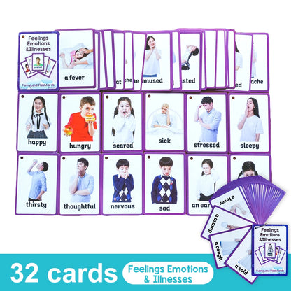 Kids English Vocabulary Flashcards - 26 Themes Fruits Animals Vehicles & Learning Activity Cards
