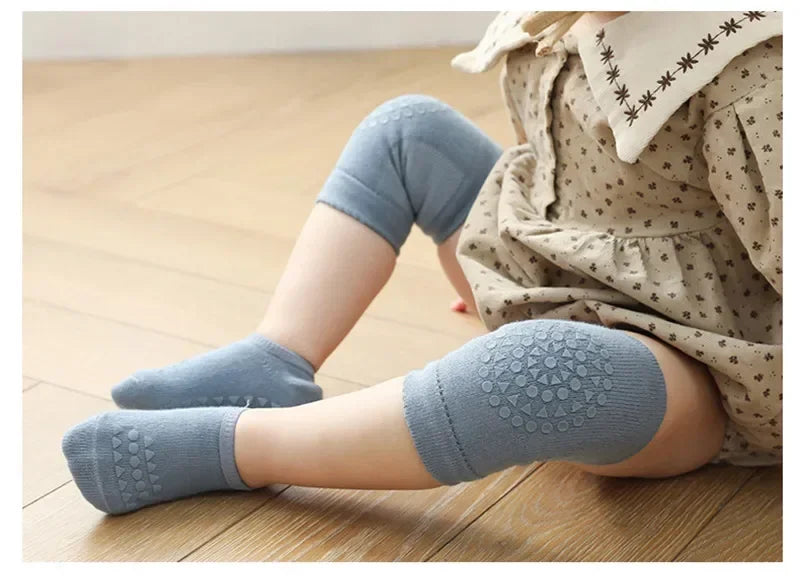 Baby Knee Pads Socks Set – Anti-Slip Crawling Safety Socks for Girls & Boys, Solid Color Leg Protector