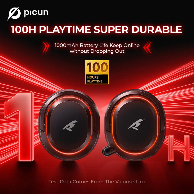 Picun G2 Wireless Gaming Headset – 2.4G & Bluetooth, 5ms Low Latency, 7.1 Surround Sound, ENC Mic for PC, PS4, PS5, Switch & Phone