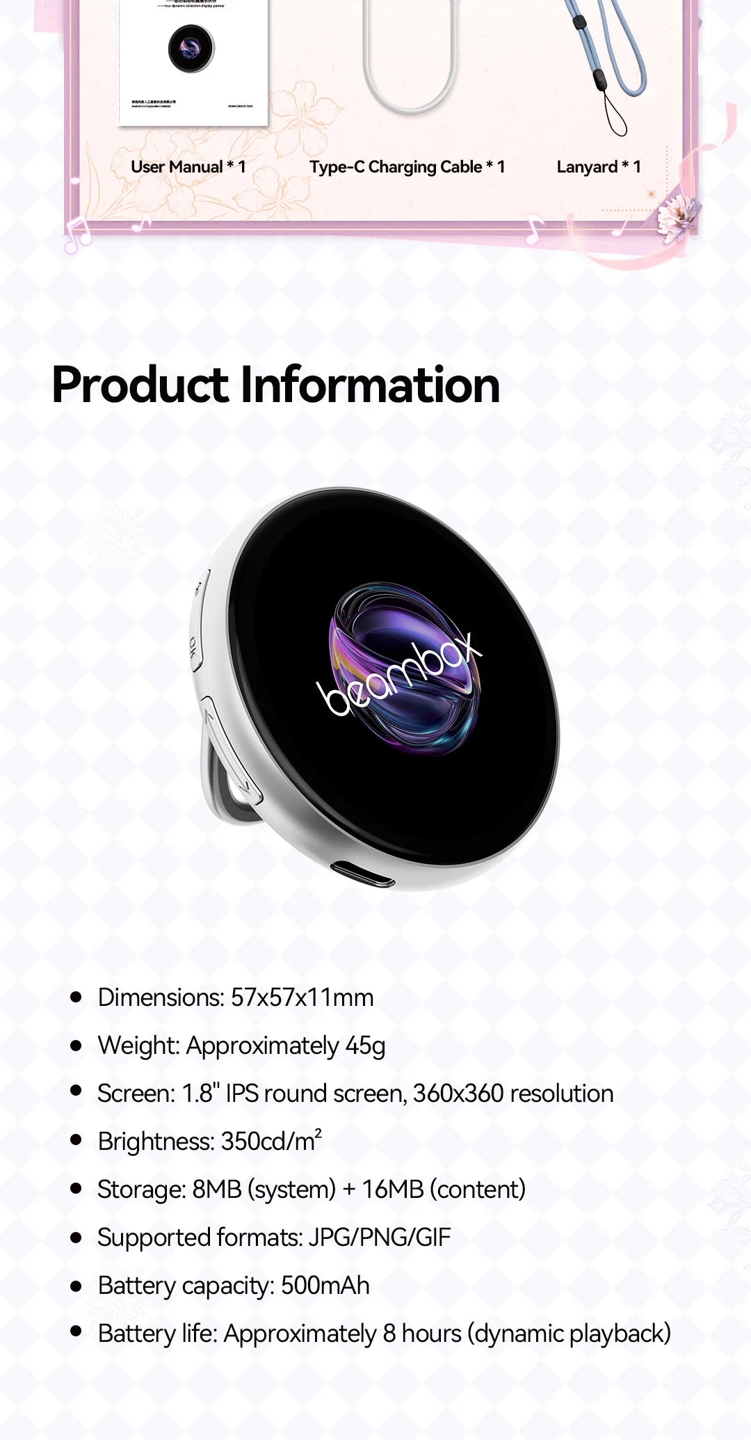 Dynamic Electronic Display Badge - Small Outdoor Digital Pendant for Fashion, 2D Display & Home Decor