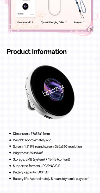 Dynamic Electronic Display Badge - Small Outdoor Digital Pendant for Fashion, 2D Display & Home Decor