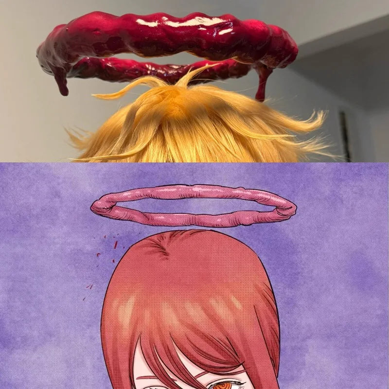 Makima Chainsaw Man Cosplay Headwear - Red Anime Costume Accessory with Wig