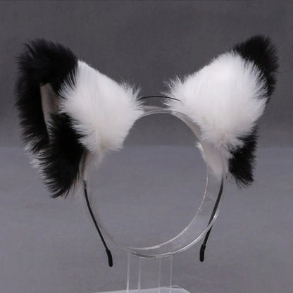 Lolita Animal Cat & Fox Ear Hair Hoops — Cosplay Faux Fur Hairband for Girls, Halloween Anime Headwear Accessory