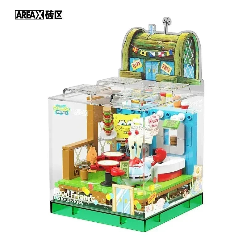 Spongebob Building Blocks Set — Patrick Star, Krusty Krab & Squidward Tentacles Desktop Model Toy for Kids & Gifts