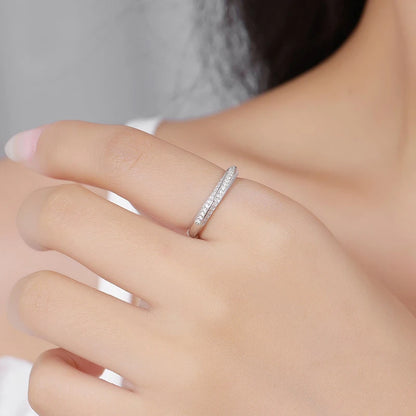 100% Pass Diamond Tester Pen & Moissanite Ring – Matching 925 Sterling Silver Wedding Band for Women