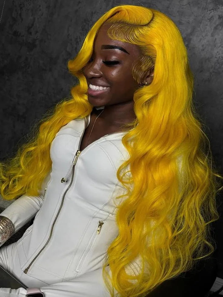 Light Yellow 613 HD Lace Frontal Wig – 13x6 Transparent Lace, Body Wave 200% Density Human Hair Wig for Women