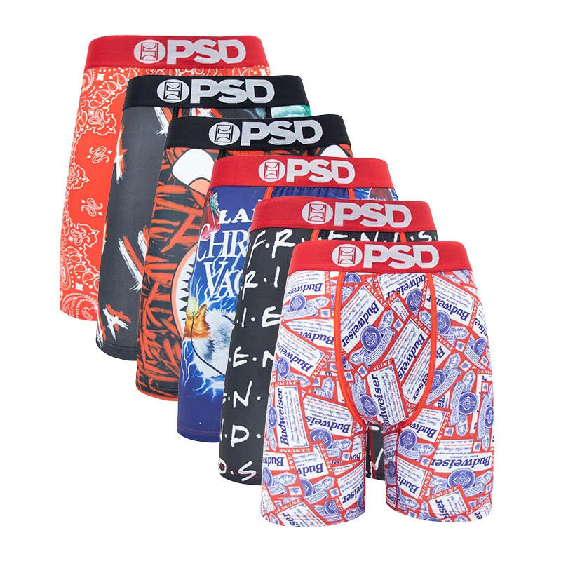 6Pcs Fashion Print Men’s Underwear – Boxer Briefs, Sexy Panty Lingerie, S-XXL Size Range, Comfortable Boxershorts