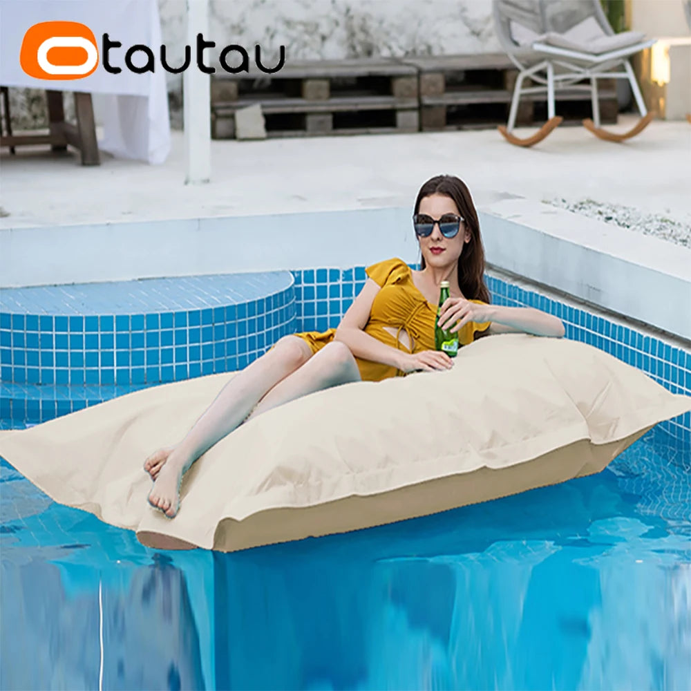 OTAUTAU Rectangular Floating Pool Bean Bag Cover – Waterproof Beach Pillow, Pouf Sofa Bed & Chaise Lounge DD034
