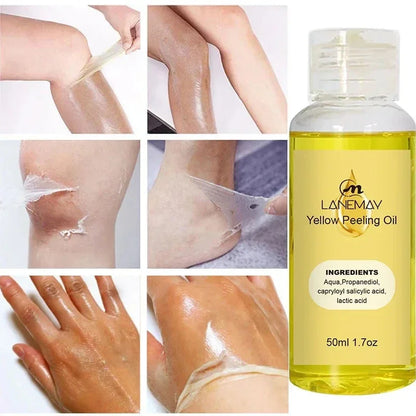 Body Care Exfoliating Yellow Peeling Oil – 100% Organic Dark Skin Whitening Serum for Dark Knuckles and Fast Bleaching