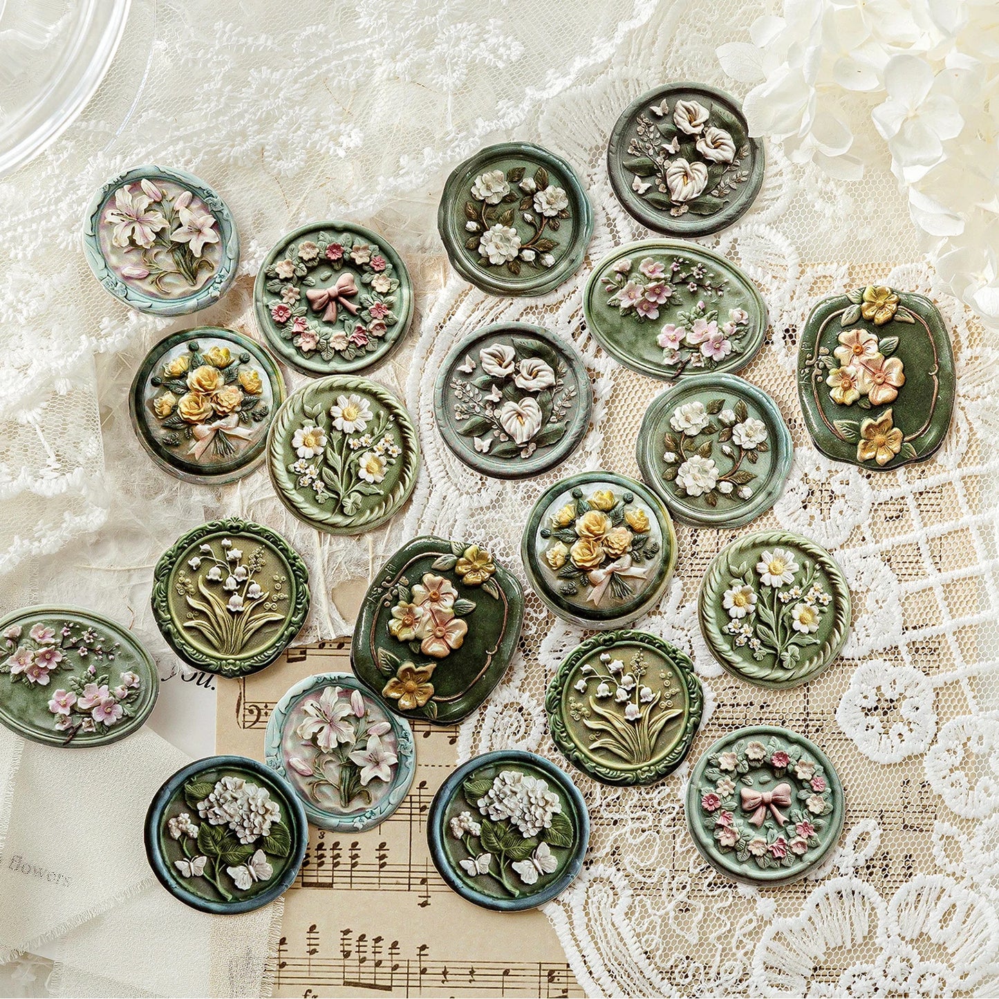 20PCS Wax Seal Sticker Set – DIY Scrapbooking & Junk Journal Decorative Paper Stickers for Collage Crafts & Creative Projects