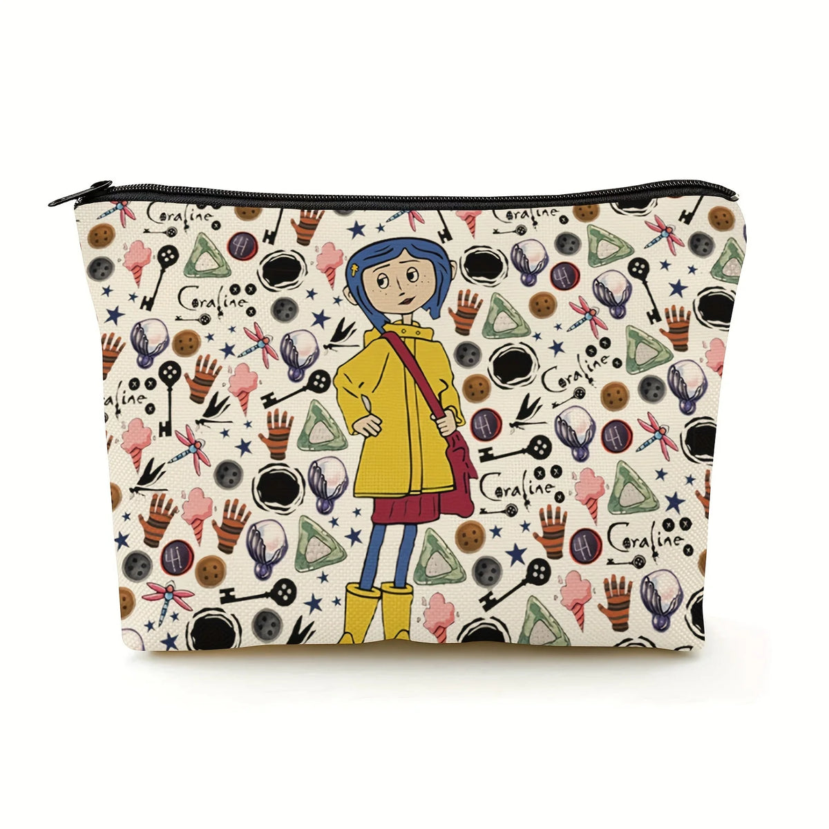 Fantasy Horror Cartoon Makeup Bag - Multifunctional Zipper Pouch & Jewelry Storage Organizer