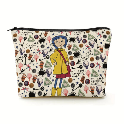 Fantasy Horror Cartoon Makeup Bag - Multifunctional Zipper Pouch & Jewelry Storage Organizer