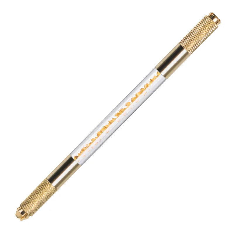 Manual Double-Ended Crystal Acrylic Microblading Pen – Permanent Makeup Eyebrow Tattoo Tool for Flat & Round Needles