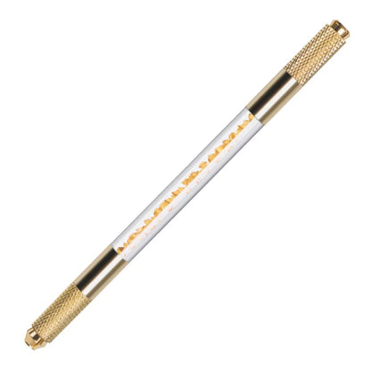 Manual Double-Ended Crystal Acrylic Microblading Pen – Permanent Makeup Eyebrow Tattoo Tool for Flat & Round Needles