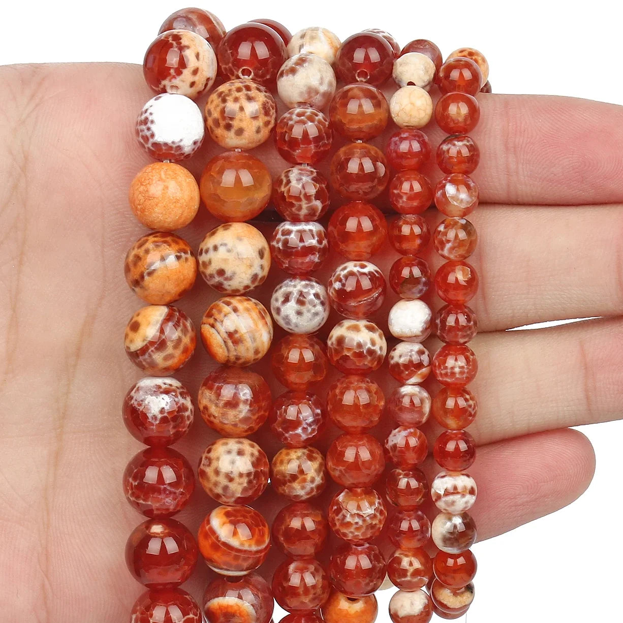 Natural Flame Stone Beads - Yooperlite & Fire Sodalite Loose Spacer Beads for DIY Bracelets and Necklaces