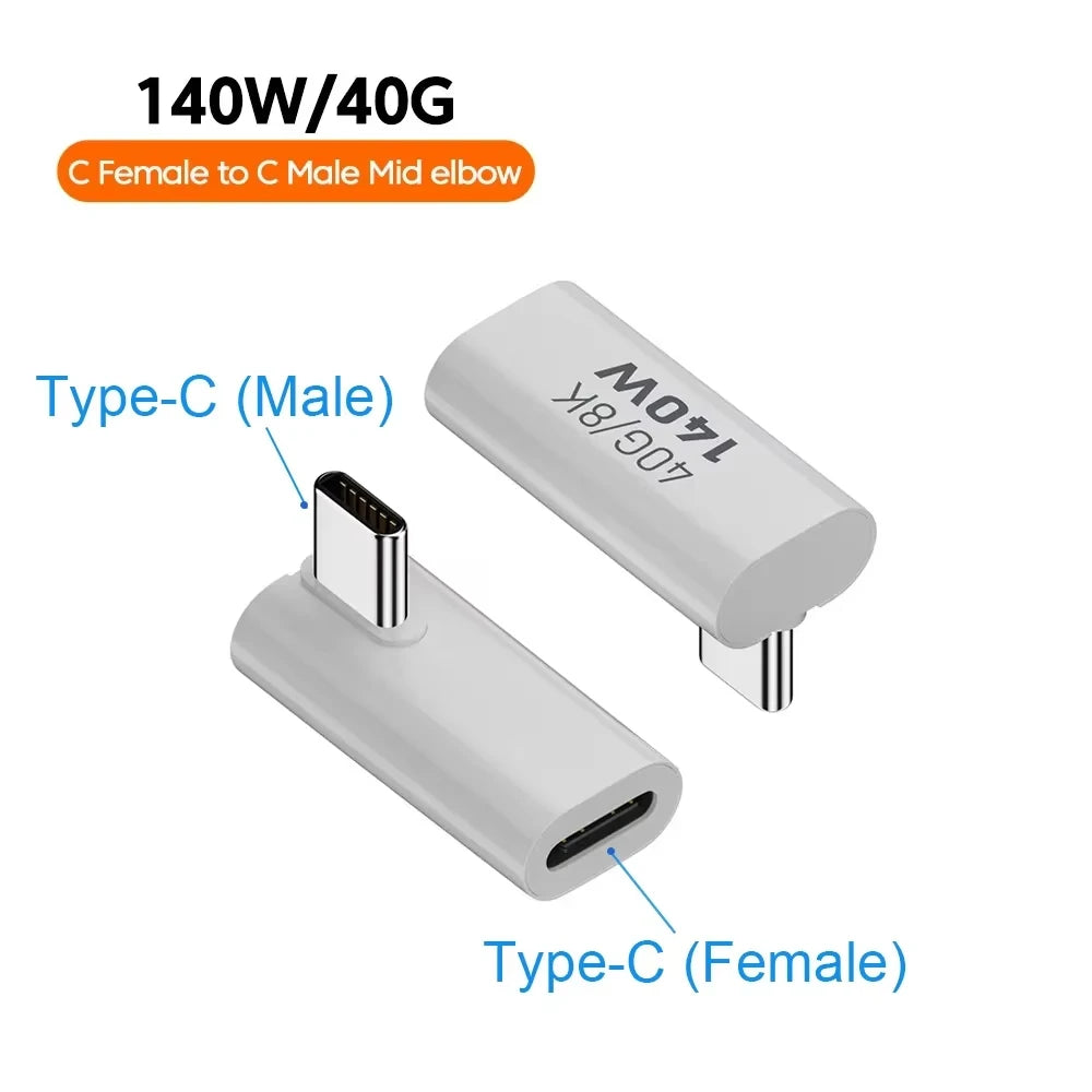 NNBILI 140W 40Gbps OTG Type-C Adapter – 90° USB-C to USB-C Fast Charging & Data Transfer for iPhone 15 & MacBook